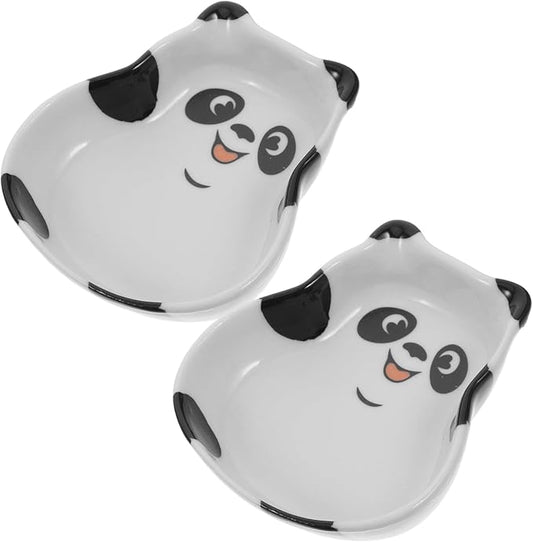2pcs Ceramic Panda Dinner Plate Set Appetizer Plates for Serving Snack Dipping Sauce Seasoning Dishes Panda Shape Dinnerware