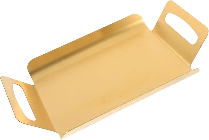 Decorative Stainless Steel Serving Tray with Handles Thickened Buffet Platter for Parties and Events Elegant Design for Snacks Desserts Tea