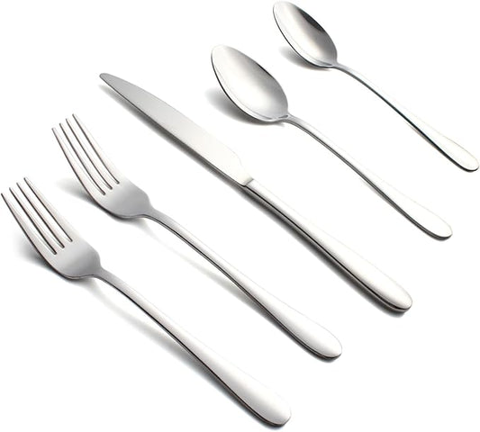 Silverware Set for 4,20 Pieces Forged Stainless Steel Flatware Set Cutlery Set,Heavy Duty and Modern Desgin,Fancy Tableware Cutlery Set for Home,Restaurant (Silver 20)