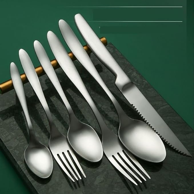 Stainless Steel Flatware serving set,Home Kitchen Eating Tableware Set,Dishwasher Safe,For Home Kitchen Restaurant Hote 5/20/30/40/50/60pcs Stainless Steel Knife, Fork And Spoon Hotel Household Tablew