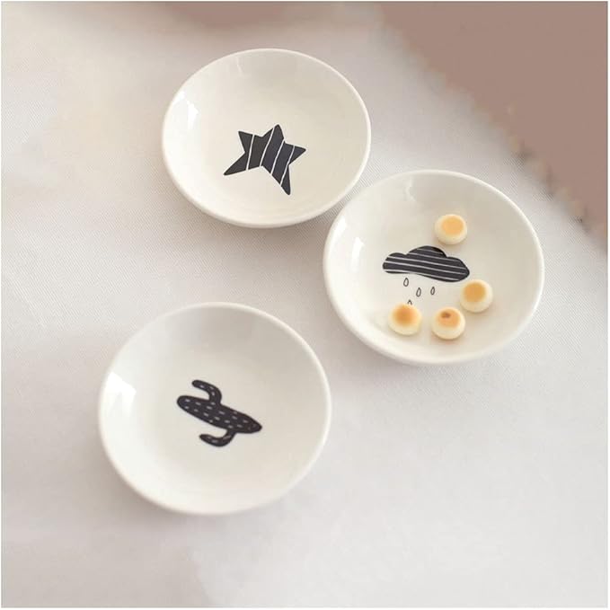 Appetizer Bowls Set of 3 Ceramic Sauce Dish Soy Sauce Appetizer Plates Side Dishes Dipping Bowls Serving for Snack Dessert Fruit Appetizer and Condiment Salad Bowls ( Color : B , Size : 3.94x0.98in )