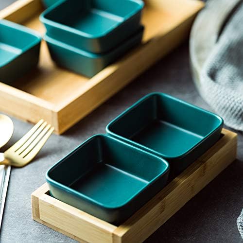 Sizikato 4 pcs Matte Ceramic Square Soy Sauce Dipping Bowls Side Dishes for Snack Sushi Fruit Appetizer Dessert. 3.5 Inches