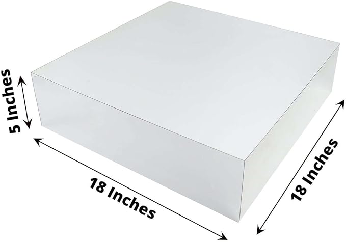 Efavormart 18"X18" | Silver Acrylic Cake Box Stand, Mirror Finish Display Box Pedestal Riser with Hollow Bottom