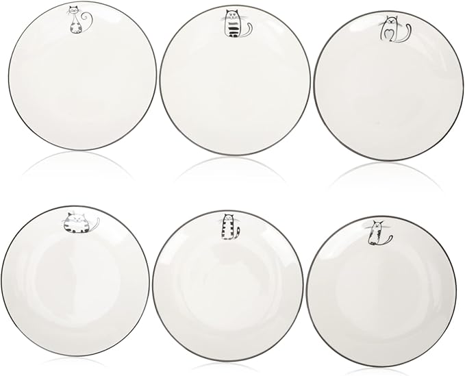 6pcs Ceramic Plates Japanese Food Dishes for Hotel Use for Steak Pasta and Family Gatherings Dishwasher Smooth Surface Design