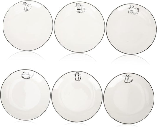 6pcs Ceramic Plates Japanese Food Dishes for Hotel Use for Steak Pasta and Family Gatherings Dishwasher Smooth Surface Design