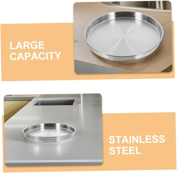 Round Stainless Steel Serving Plate Dinner Tray for Sushi Steak and Snacks Versatile Kitchenware for Home and Commercial Use Capacity Design