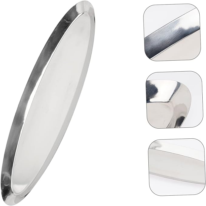 Stainless Steel Snack Serving Tray Creative Oval Food Plate for Restaurant Home Use for Towel Storage Desserts and Appetizers