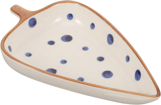 GLEAVI Ceramic Snack Dish with Leaf Design Stylish Appetizer Serving Plate for Home Restaurant Compact Decorative for Dips Salads Desserts
