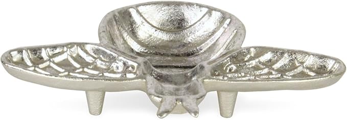 8" Silver Cast Iron Bumble Bee Trinket Tray