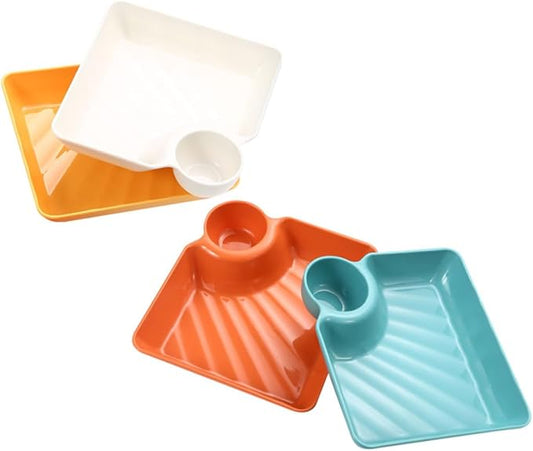 Cabilock 4Pcs Simple Style PP Snack Dishes Dumpling Plates for Appetizers Home Tableware and Easy to Clean for Serving Desserts and Bites