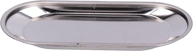 Stainless Steel Serving Tray, Oval Platter, Mini Thickened Stainless Steel Trays for Food Metal Serving Tray with Smooth Lines for Storage and Organization (S)