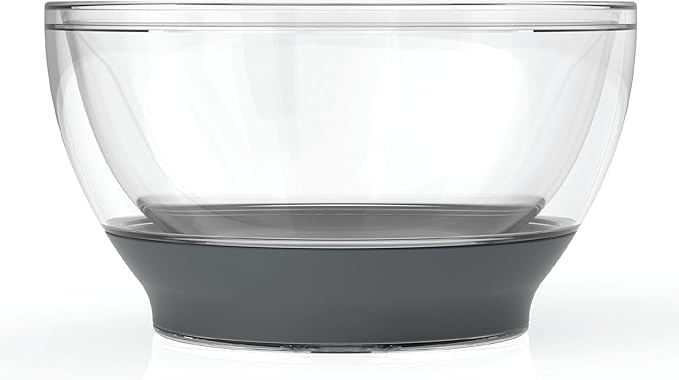 Host Ice Cream Freeze Bowl, Double Walled Insulated Freezer Gel Chiller Kitchen Accessory for Dessert, Dip, Cereal, with Comfort Silicone Grip, Plastic, Grey, 0.47 liters
