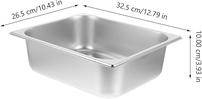 Catering Pans Square Basin 10cm Stainless Steel Canteen Basin Stainless Steel Buffet Foods Holder Pot Serving Tray for Buffet Plate Fruit Tray