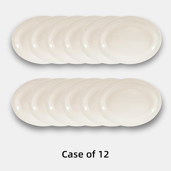 Stoneware Narrow Rim Commercial Grade America White, Platter 11.5" x 8.5", Case of 12