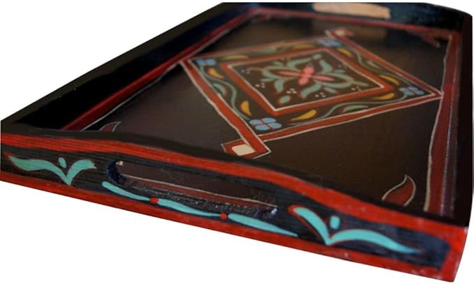 Serving Tray Platter Wood Tea Coffee Snacks Handmade Decorative Black