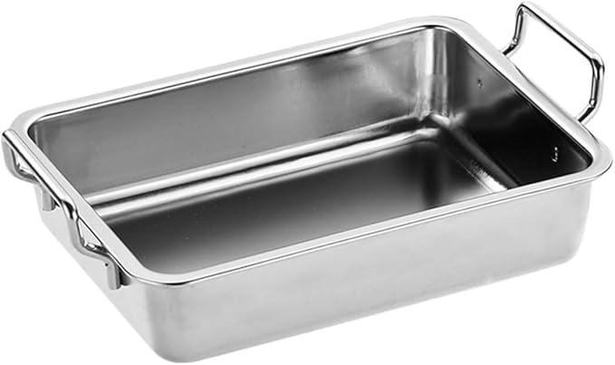 PRETYZOOM 1Pc Stainless Steel Food Serving Tray with Handle Small Silver Snacks Tray for Fruits and Appetizers Easy to Move Design Smooth Surface