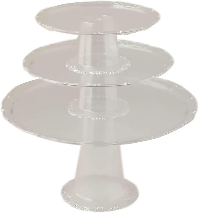 Efavormart Set of 3 | Clear Plastic Stackable Cupcake Pedestal Display Stands, Dessert Cake Display Holders - 9", 11", 15"
