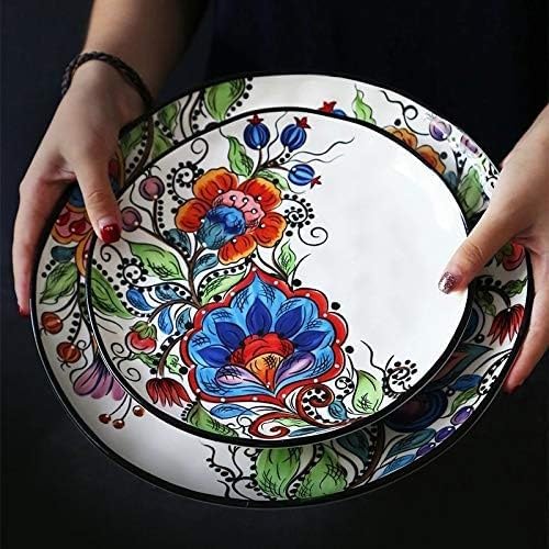 European Style Floral Cutlery Set Ceramic Dinner Plate Dish Porcelain Dessert Plate Fruit Dishes Dinnerware Set Tableware Tools