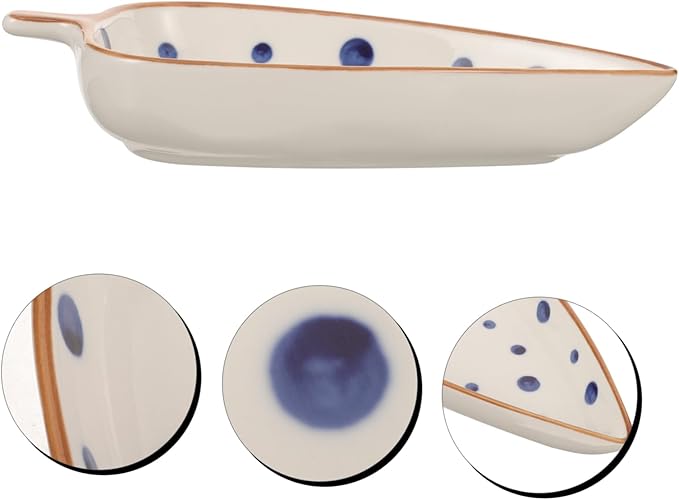 ABOOFAN Ceramic Snack Dish Leaf Design Dipping Sauce Plate for Appetizers and Desserts for Home and Restaurant Use Decorative Hand-painted Tabletop Serving Tray