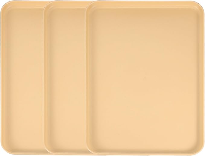 uxcell 3Pcs Plastic Serving Trays, 15 x 10.6 Inch Rectangle Food Trays Serving Cafeteria for Kitchen Restaurant Coffee Fruit Burger Lunch Dessert, Yellow