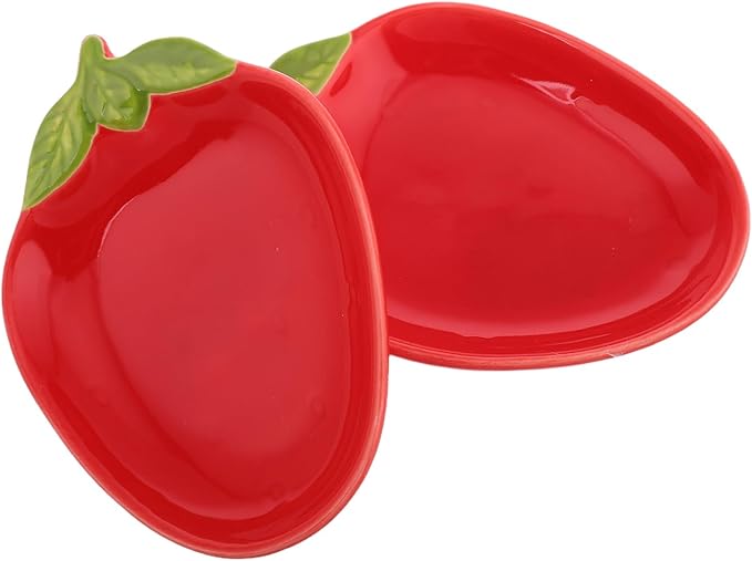 Hemoton 4pcs Creative Strawberry Ceramic Snack Plates Appetizer Dishes for Sushi Desserts and Sauces for Home Restaurant and Party Use