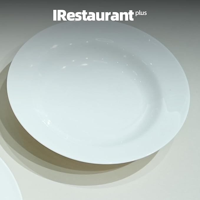 Wide Rim Bone China Commercial Grade Restaurant Elegance White Soup Plate 8" /Pasta Bowl 8oz, Case of 12