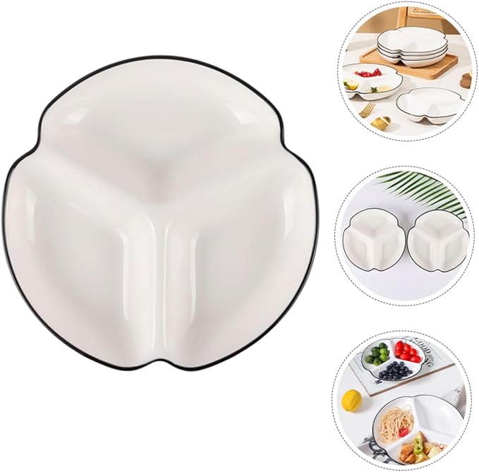 Ceramic Divided Plate Portion Control Dinnerware Heat Resistant Porcelain Tray with Compartments for Diet Parties Salads Appetizers and Home Use