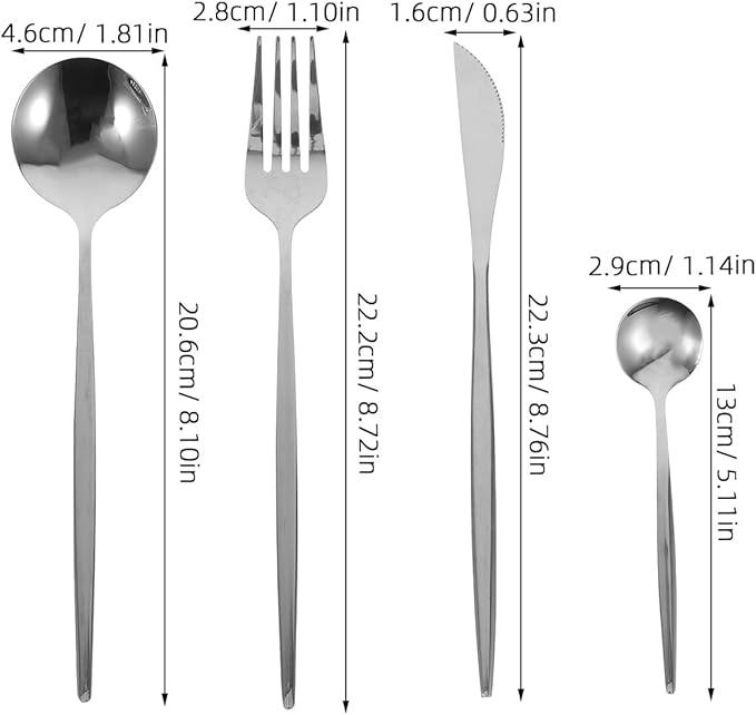 Artibetter Stainless Steel Flatware Set 24pcs with Cutting Knife Forks and Spoons, Silver Dinnerware for Kitchen and Dining, Serving Utensil Set in Box for Home and Banquet