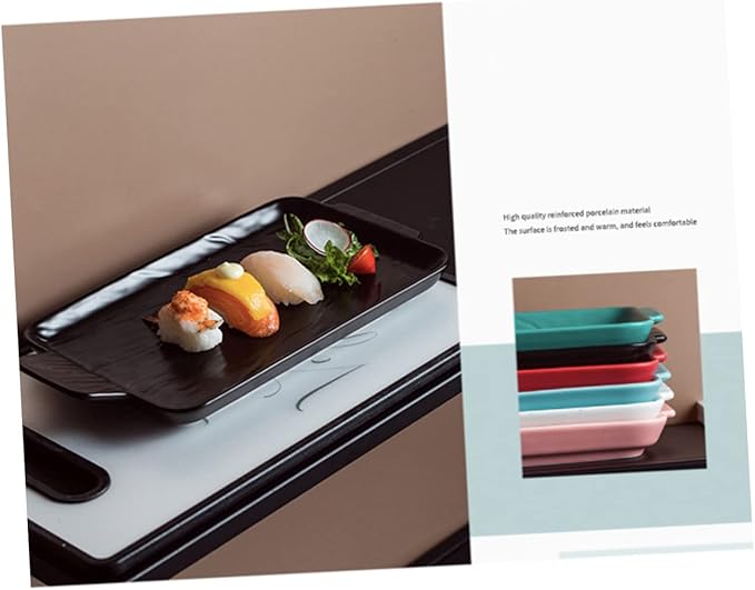 Tableware Wedding Guest Steak Plate Japanese Appetizer Plates Ceramic Jewelry The Wedding Ceramic Platter Plates Practical Food Serving Dish Ceramic Sushi Platt (Black-29.5 * 16.2 * 2.5cm