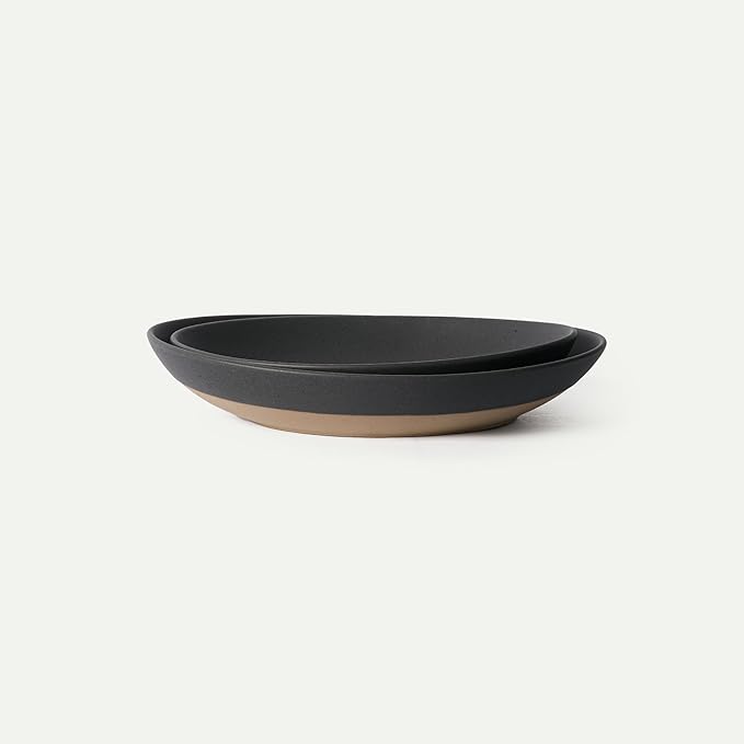 MORA Jumbo and Large Serving Dishes Set of 2, 13 inch and 12 inch Ceramic Pottery Oval Platters - Microwave, Oven and Dishwasher Safe - Liquorice