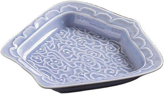 Sauce Dish Creative Relief Auspicious Clouds Plate Zen Tea Point Plate Ceramic Snack Plate Dessert Snack Plate Snacks Fruit Plate Snack Plate(Purple)