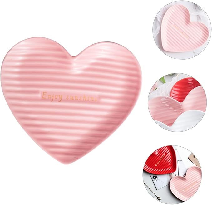 PRETYZOOM Heart Shaped Ceramic Steak Plate Food Serving Dish for Salads Desserts and More Romantic Dinners and Special Occasions and Unique Design
