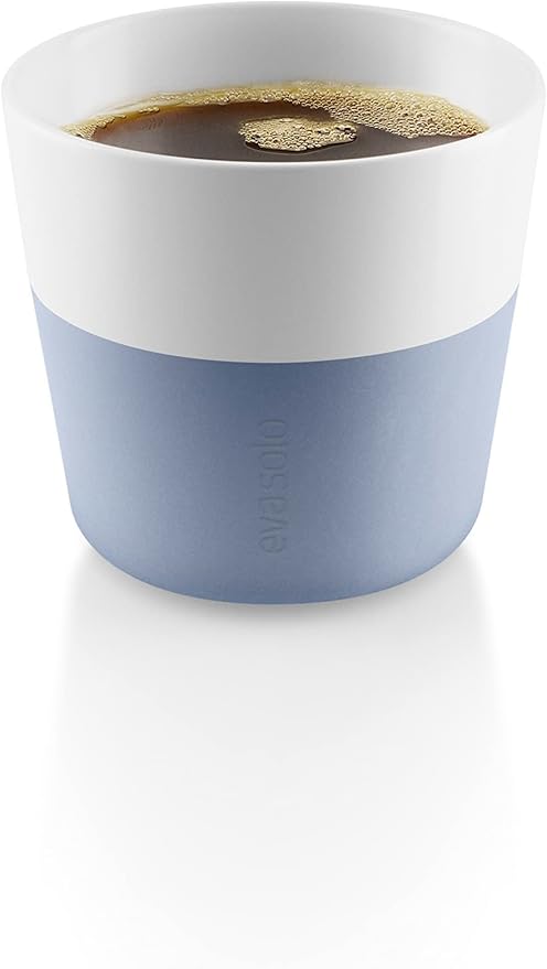 Eva Solo | 2 Lungo Tumbler Mugs | 8 oz Porcelain Coffee Cup Tumblers with Silicone-coated Grip | Dishwasher Safe | Danish Design, Functionality & Quality | Blue sky