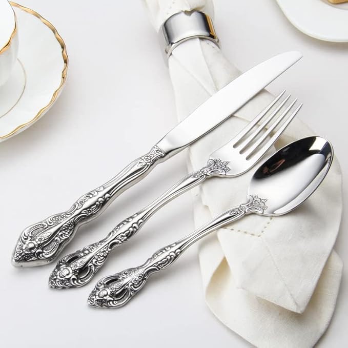 michelangelo cutlery set,18/10 stainless steel flatware sets, 60-piece service for 12 people,utensils tableware set for kitchen, dishwashe safe