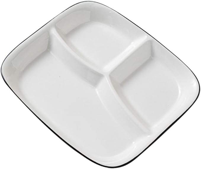 PRETYZOOM Divided Serving Dish Compartment Dinner Plate Ceramic Tableware Food Holder Party Family