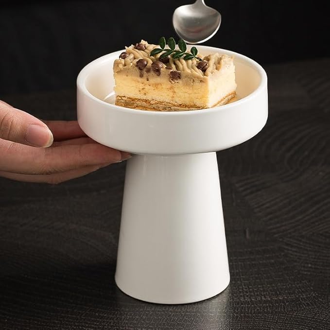 Kitchen Plates Ceramic Snack Bowl Dessert Cake Ice Cream Household High-foot Dried Fruit Plate Hotel Restaurant Tableware Restaurant Plates(4.5 in 2)