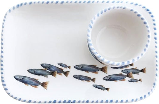 School of Fish Plate/Tray and Small Dipping Bowl