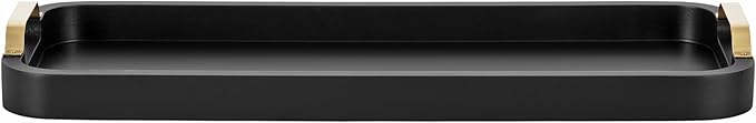 Kate and Laurel Farson Modern Decorative Wood Rectangle Tray with Handles, 10 x 24, Black and Gold, Transitional Rectangular Tray for Use as Entryway Tray Decor or Ottoman Serving Tray