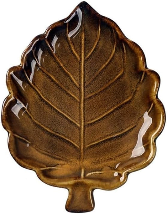 FAREWELL Dipping Bowls Snack Plate Appetizer Ceramic Plate Unique Condiment Plate Snack Plate Leaf-Shaped Small Plate Fruit Dessert Plate 5pc Appetizer Bowls (Color : C)
