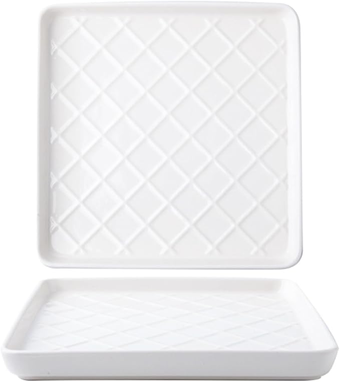 SONGCHAO Party Supplies Retro Square Plaid Dinner Plate Home Kitchen Restaurant Breakfast Plate Dessert Plate Salad Plate Ceramic Plate Party Plates (Color : B)