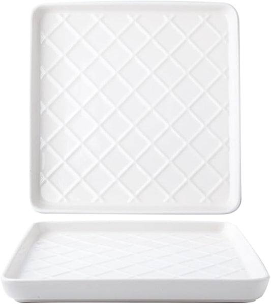 SONGCHAO Party Supplies Retro Square Plaid Dinner Plate Home Kitchen Restaurant Breakfast Plate Dessert Plate Salad Plate Ceramic Plate Party Plates (Color : B)