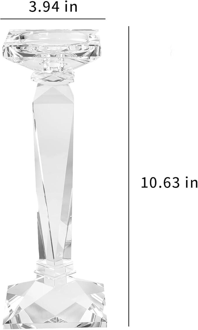 kitCom Crystal Candle Holders Set of 2,10.5" Tall Crystal Candlestick Holders, Candlestick Holders Taper Candle Holders for Table Wedding Housewarming Gifts Decor