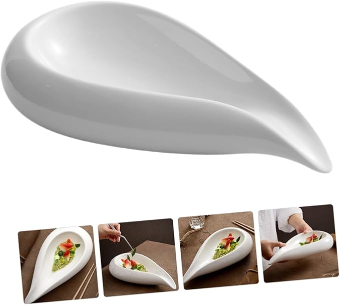 GLEAVI Irregular Ceramic Appetizer Plate 1-Piece Food Serving Dish Deep Bowl Plate for Fruits Nuts and Snacks for Parties and Restaurants