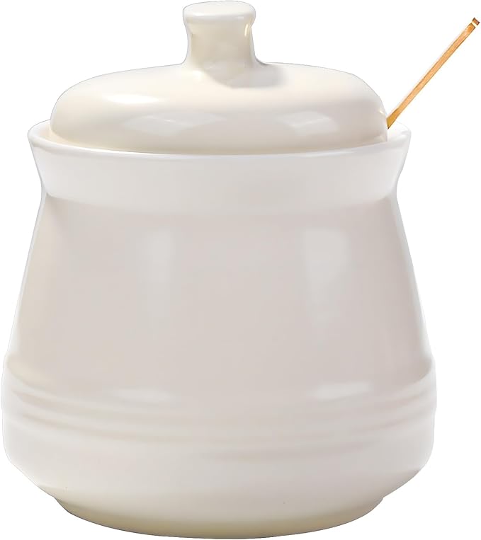 Sugar Bowl with Lid and Spoon, Ceramic Sugar Bowl,Multi-Function Sugar Container Spice Container Salt Jar Condiment Bowls Sugar Jar for Kitchen Storage Organization (Yellow)