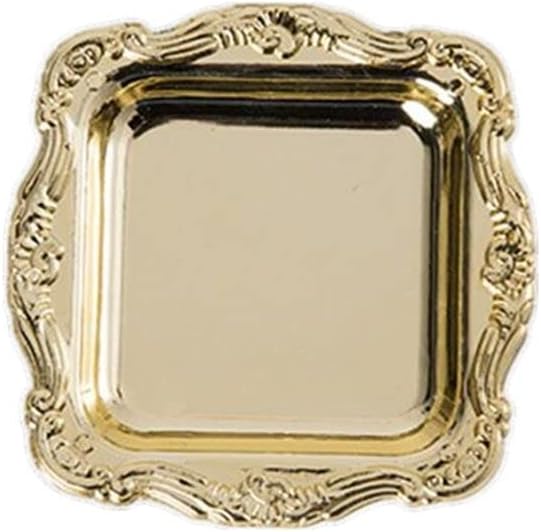 10Pcs Plastic Trays Mini Storage Tray Fruit Plate Jewelry Display Plastic Tray Party Sushi Plate(Gold)