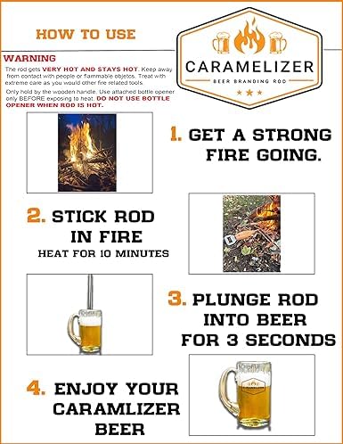 Beer Caramelizer Beer Branding Rod, Makes Dark Beers Sweet and Smoky, Novelty Accessories for Camping and Outdoors Present for Men, Father's Day, Dad's Birthday Gift
