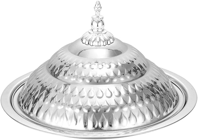 Stainless Steel Food Serving Tray with Lid, Decorative Serving Platter for Snacks Desserts Fruit Display for Kitchen Party