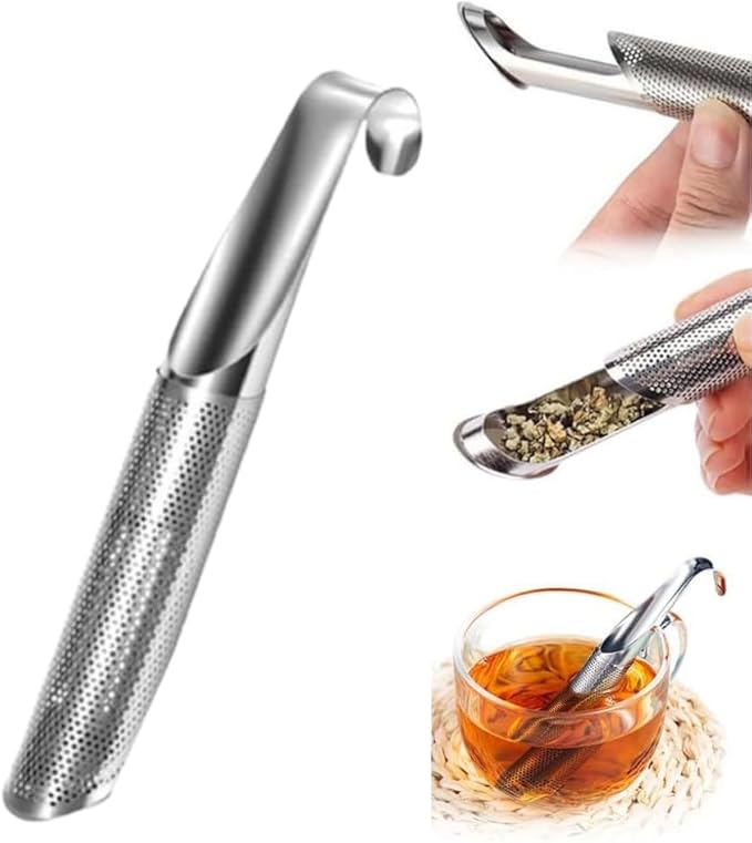 Stainless Steel Tea Diffuser, 2025 New Stainless Steel Tea Infuser, Mesh Strainer with Hanging Hook Handle, Tea Bags for Loose Leaf Tea, Tea Artifact Creative Pipe (1 PCS)