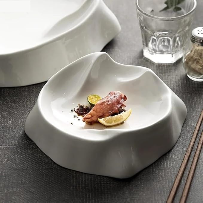 SONGCHAO Party Supplies Dish Plate Ceramic Dinner Plate Creative Irregular Mountain Shaped Dessert Plate Snack Plate Pasta Plates Restaurant Specialty Tableware Party Plates (Color : A 7 inch)