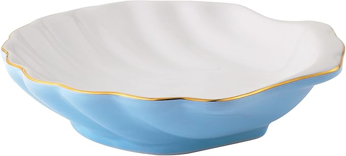 Lilly Pulitzer 6.5 Inch Seashell Appetizer Plates, Ceramic Plate Set of 2, Unique Plates for Home Kitchen, Blue and White Shells